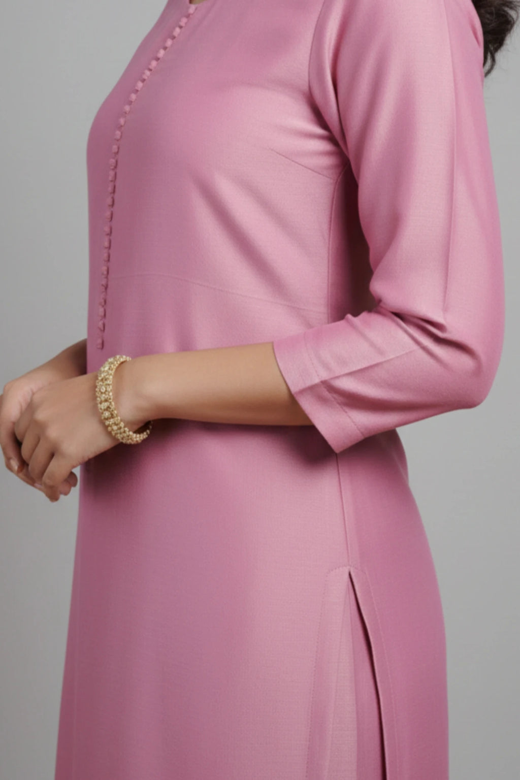 Pink silk blend kurta palazzo set for women, silk kurta set for women, Pink ethnic wear suit set with palazzo