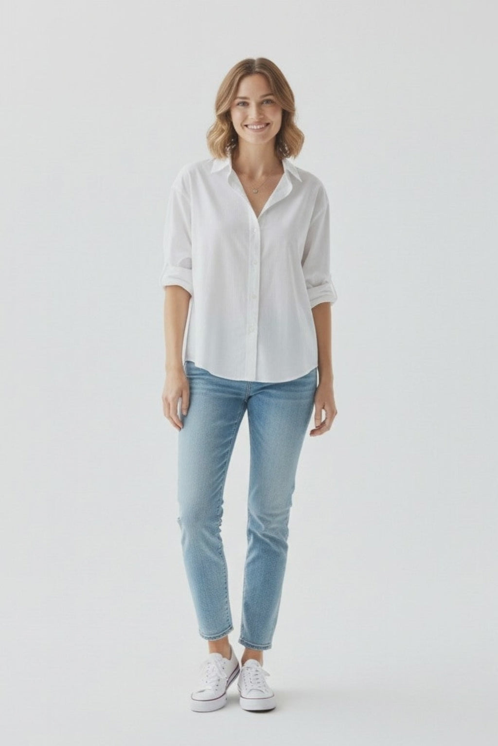 White Cotton Shirt for Women