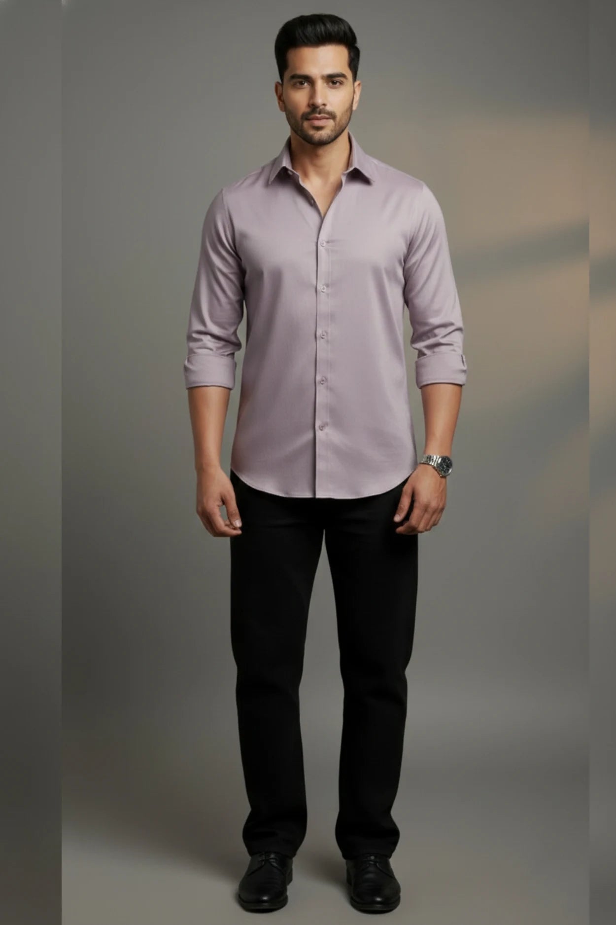Men Cotton Lavender Formal Shirt