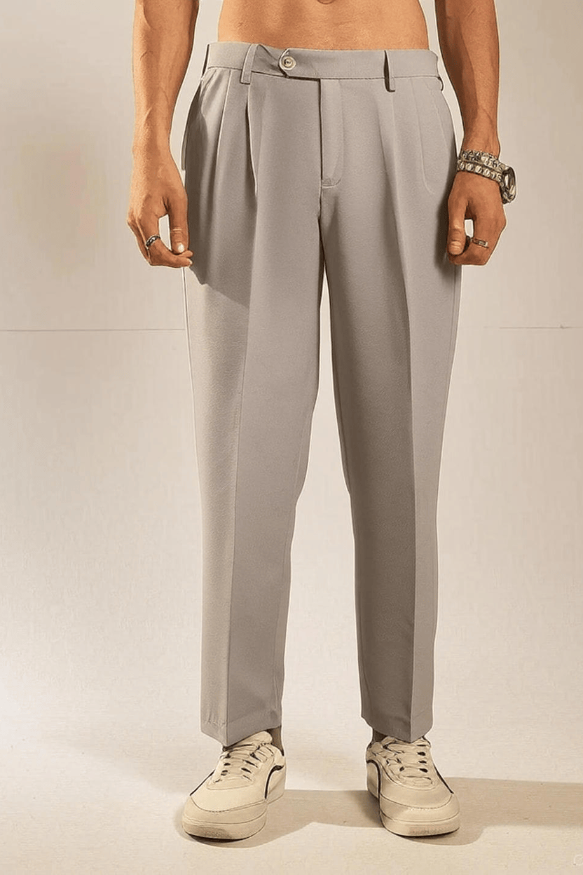 Gray Stratchable Straight Fit Formal Pant
