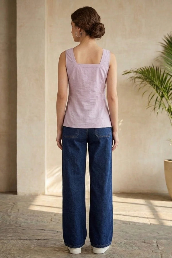 Blush Pink Square Neck Top