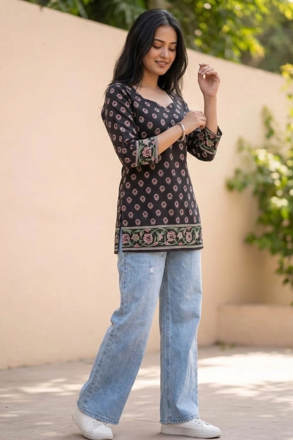 Maroon Short Block Print Kurti