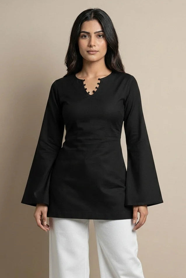 Black Bell Sleeves Kurti