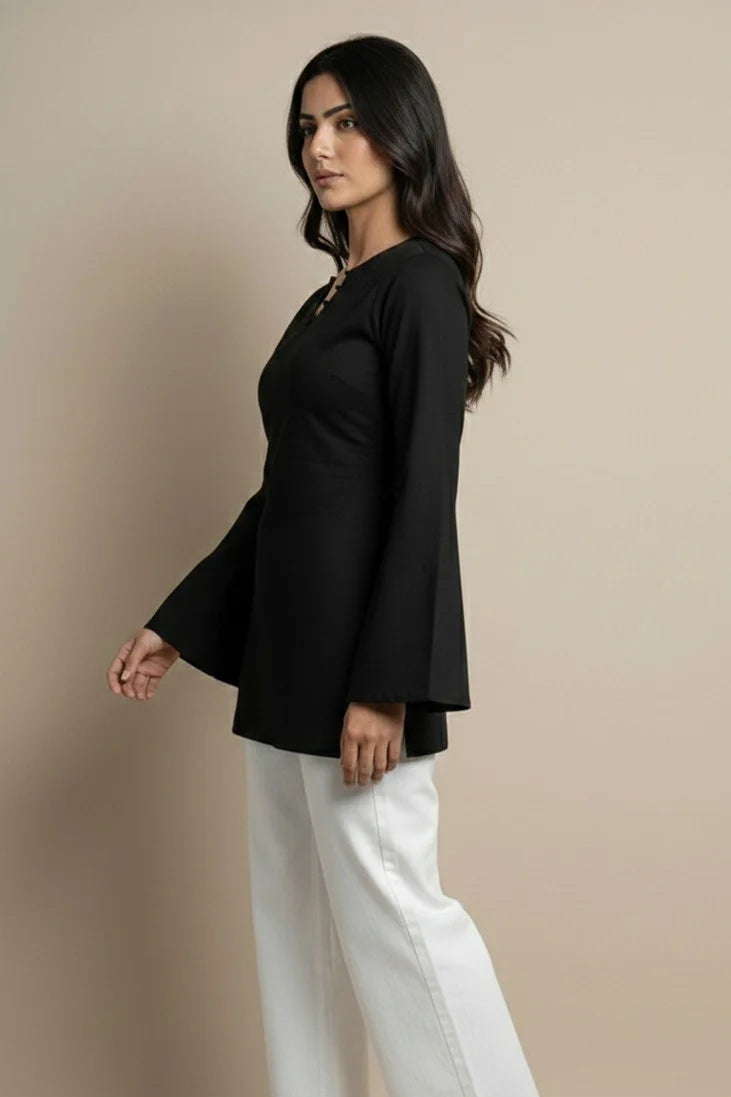 Black Bell Sleeves Kurti