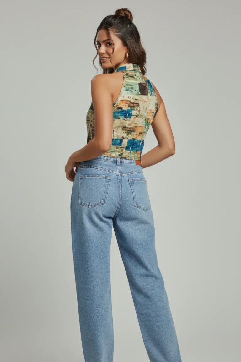 Women’s Geometric Print Cotton Crop Shirt