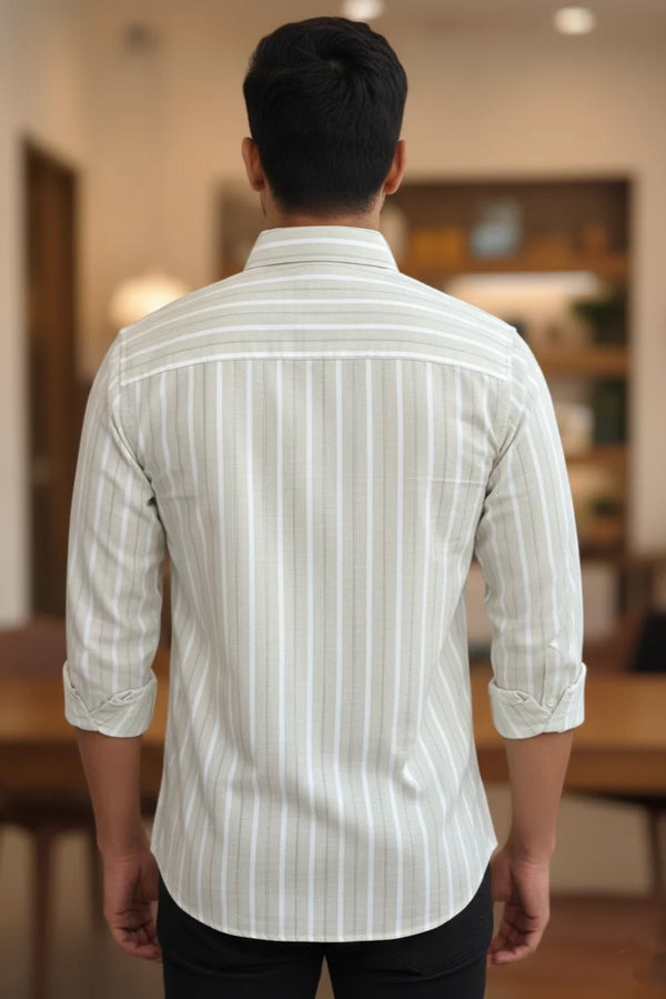Beige stripe cotton shirt for men, casual summer wear shirt, stylish mens casual shirt