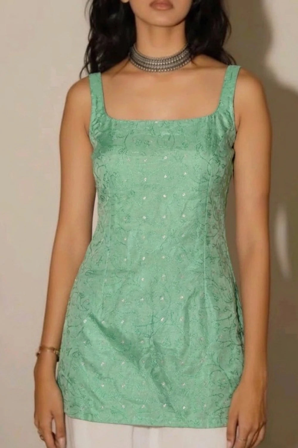 Light Green Sleeveless Kurti