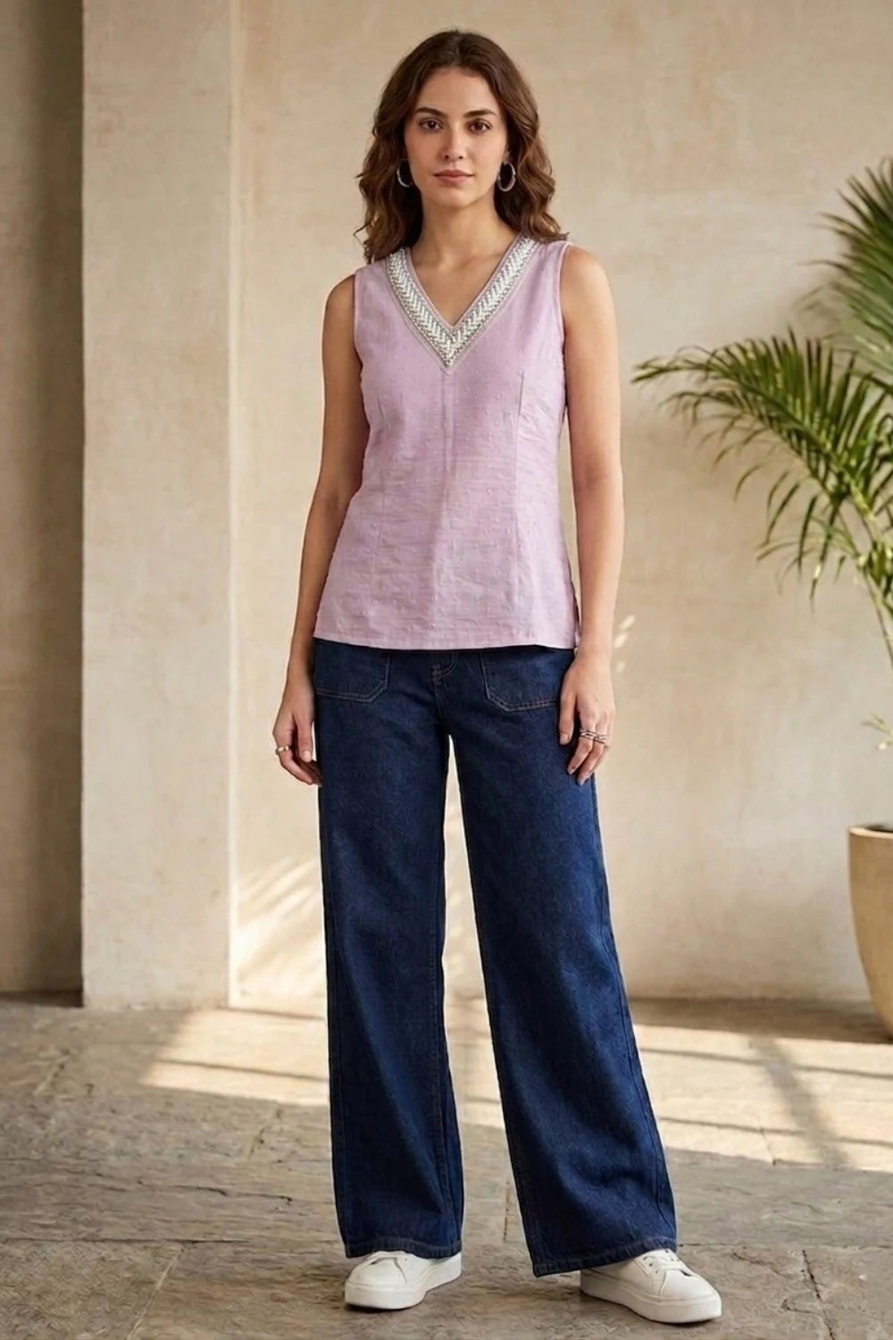 Blush Pink V-Neck Top