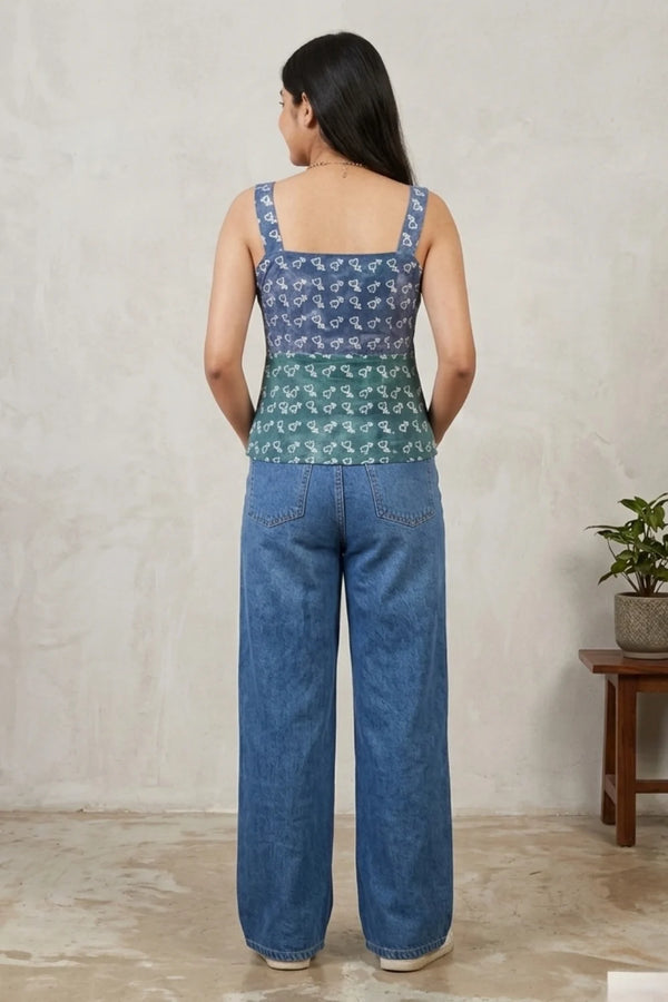 Blue Sleeveless Short Top