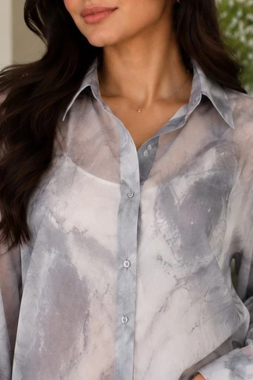 Grey Georgette Shirt for Women