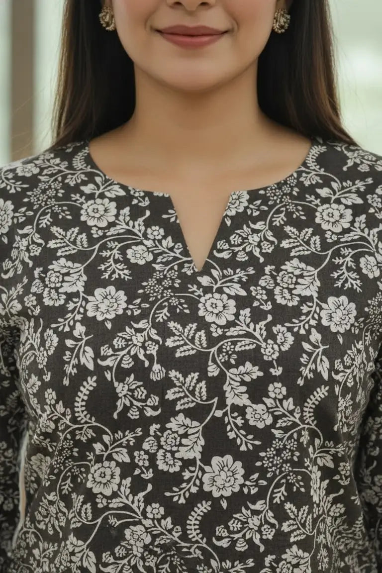 A stylish peplum top designed as a women floral top, perfect for pairing with blouses for women and ideal as trendy tank tops for women.- zoom front