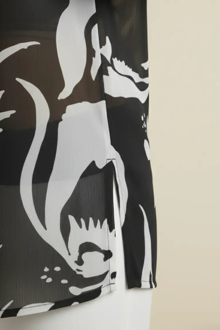 Women black printed georgette shirt-side view 