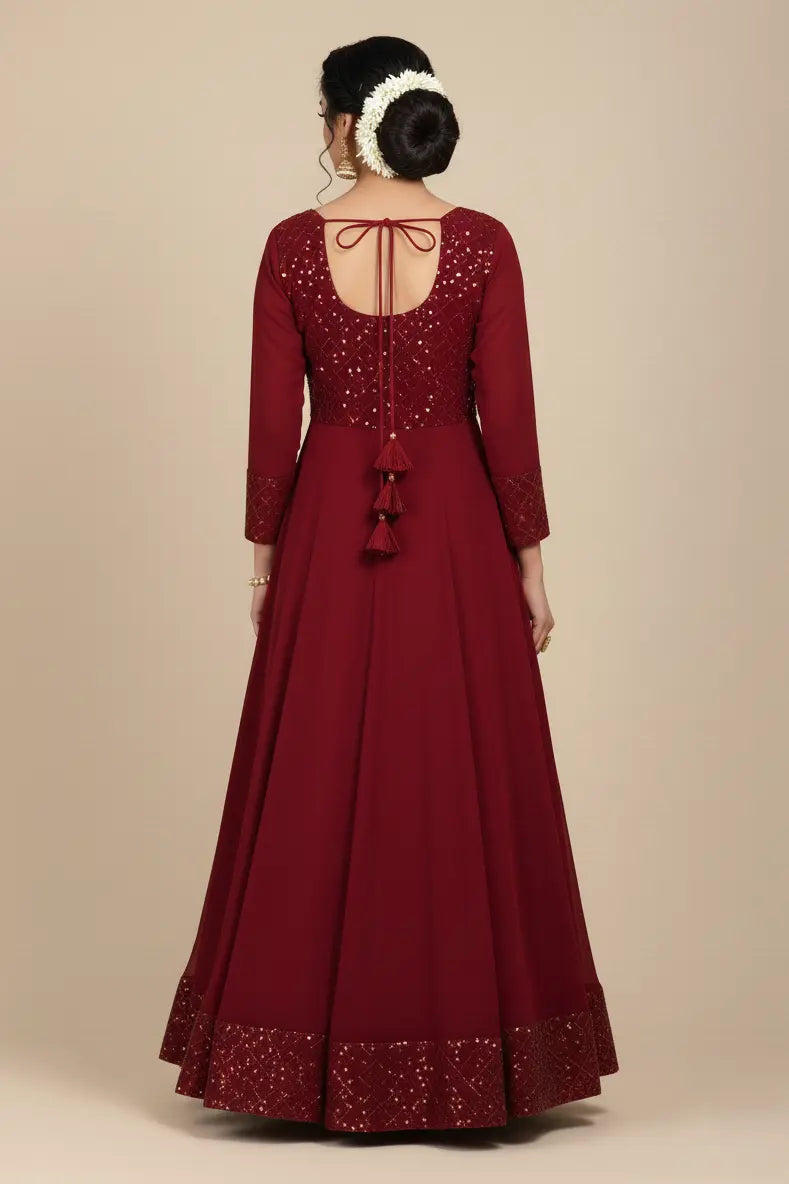 women maroon anarkali - back 