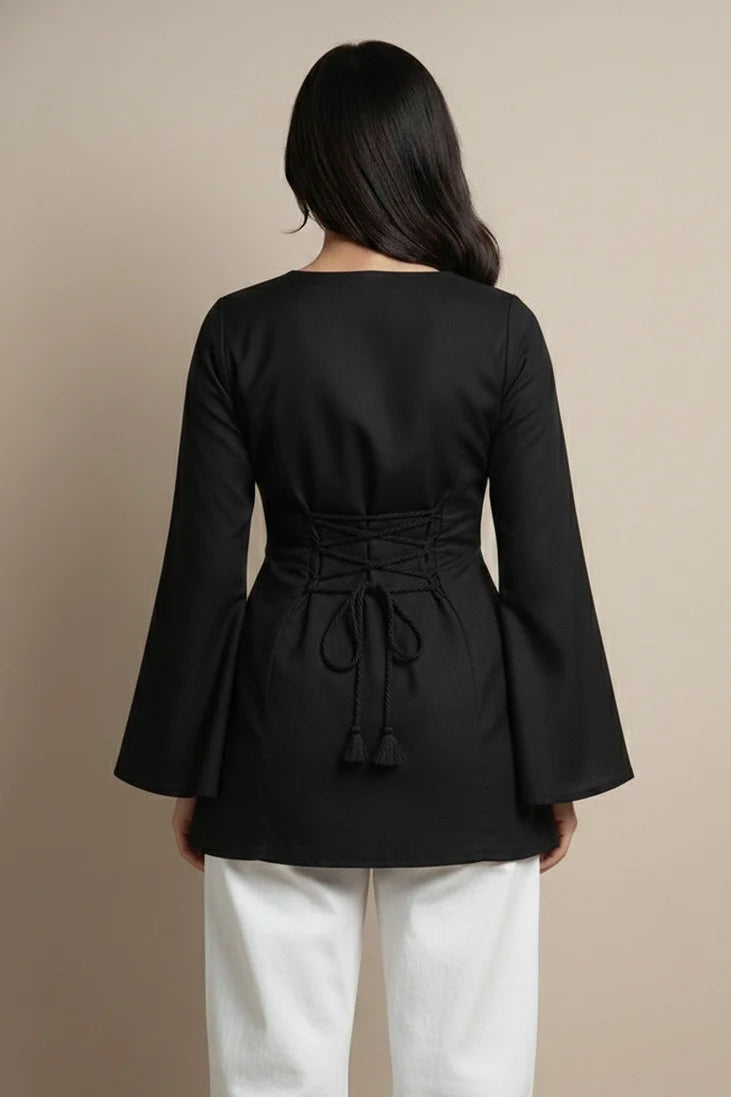 Black Bell Sleeves Kurti