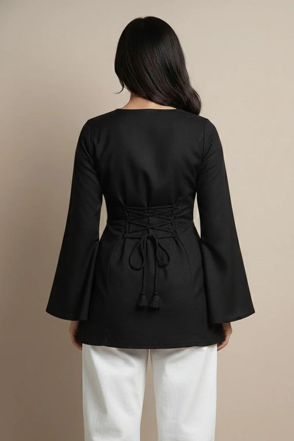 Black Bell Sleeves Kurti