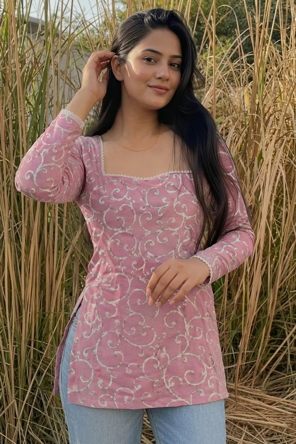 Light Pink Short Kurti